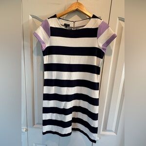 Talbots Dress Womens Small Petite Blue, White  And Lavender Striped Short Sleeve